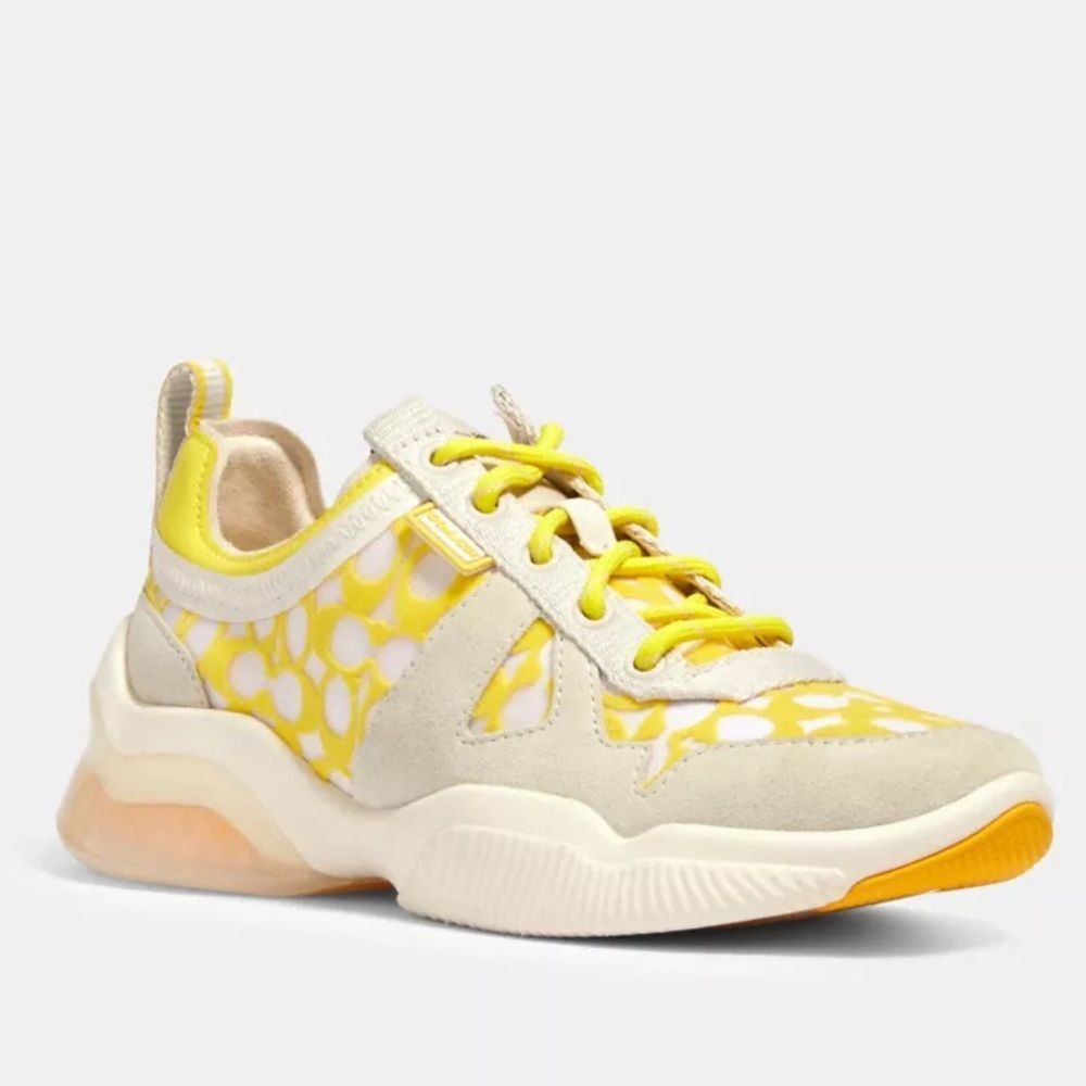 COACH Citysole Signature Mesh Runner Sneakers lemon yellow size 7.5